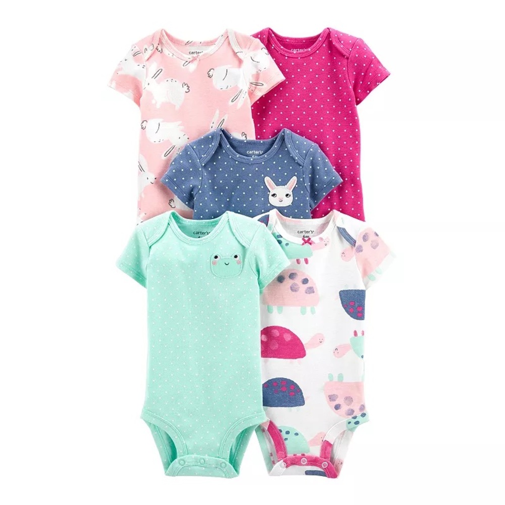 CARTER’S Baby Girl Carter's 5-Pack Bunny Bodysuits